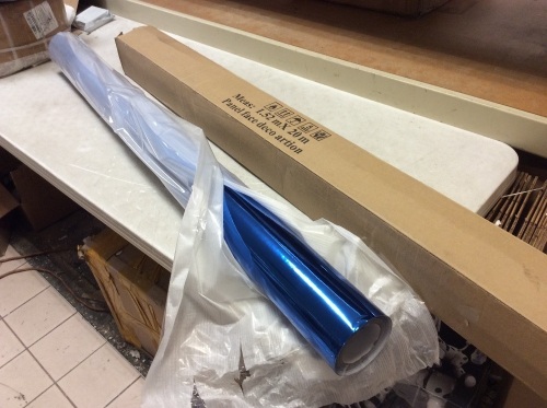 Large Roll of Adhesive Backed Metallic Blue Vinyl - Appears New - Lot 606