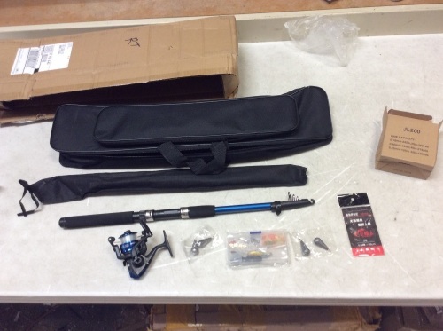 Fishing Rod with Spinning Reel and Tackle Box - Appears New  - Lot 881