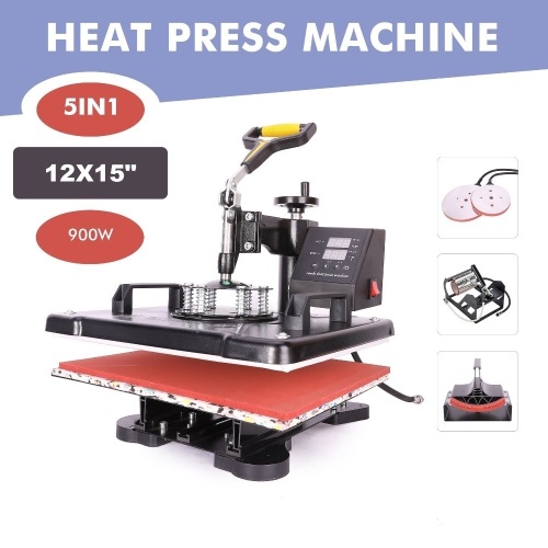 12" X 15" Dual LED monitor Heat Press 360 Degree Swivel Heat Press Machine Multifunction Sublimation Combo T Shirt Press Machine for Mug Hat Plate Cap Mouse Pad (Basic 5 in 1). Appears New - Lot 72