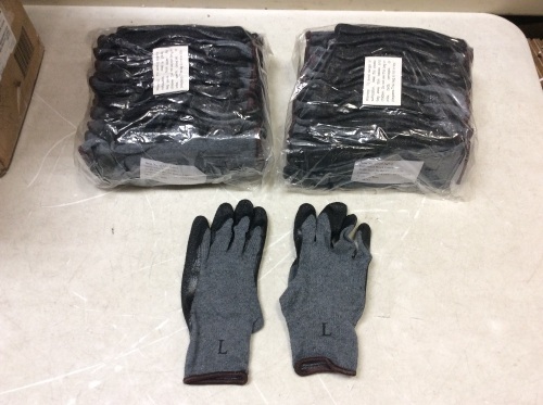 Lot of (2) A-Grip Latex Dipped Textured Palm Coated Industrial Work Gloves, Large, 12 ct - New - Lot 259