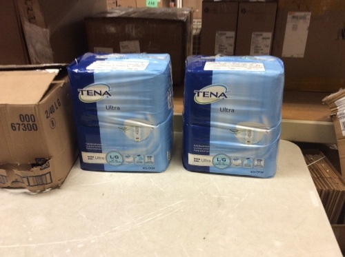 Lot of (2) TENA Ultra Absorbent Incontinence Briefs, Large, 40 ct - New - Lot 1131