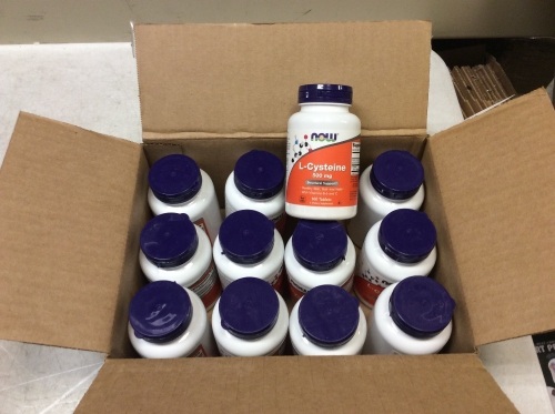 Case of (12) L-Cysteine 500mg Structural Support Dietary Supplements, 100 Tablets - New - Lot 1081