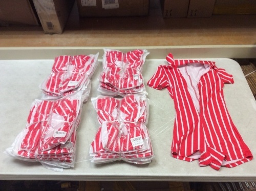 Lot of (29) Red/White Striped Short Sleeve Rompers, Small - New - Lot 336