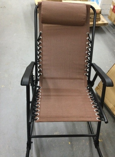 Best Choice Products Foldable Zero Gravity Rocking Patio Recliner Chair Brown,APPEARS NEW