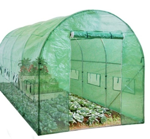 Walk-In Greenhouse Tunnel Tent w/ Roll-Up Windows, Zippered Door - 15x7x7ft,APPEARS NEW