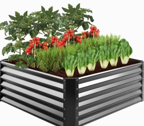 Outdoor Metal Raised Garden Bed for Vegetables, Flowers, Herbs - 4x4x1.5ft,APPEARS NEW