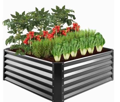 Outdoor Metal Raised Garden Bed for Vegetables, Flowers, Herbs - 4x4x1.5ft,NEW