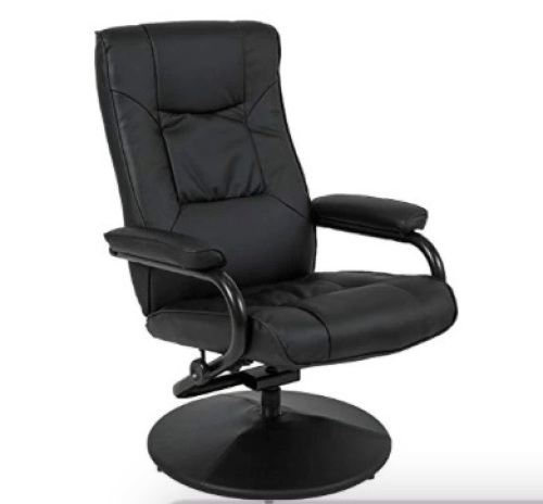 Leather Swivel Recliner Lounge Chair w/Padded Armrests,APPEARS NEW 