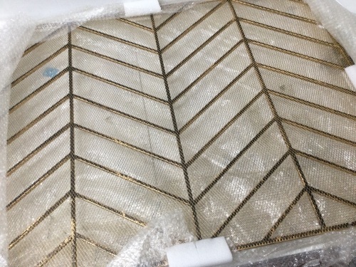 Single Panel Iron Chevron Fireplace Screen w/ Antique Finish - 38x31in,APPEARS NEW