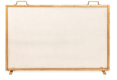 Single Panel Handcrafted Steel Mesh Fireplace Screen w/ Handles - 38x27in,APPEARS NEW