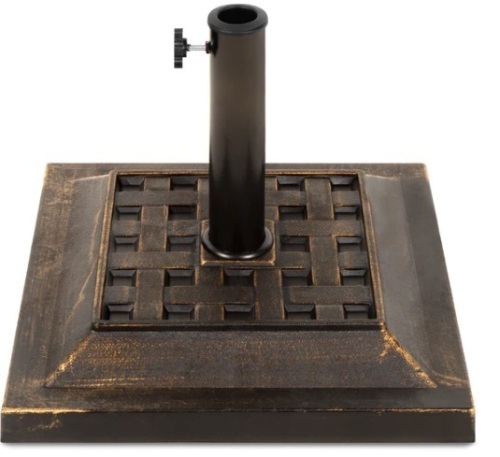 26lb Steel Square Patio Umbrella Base Stand, Basketweave Pattern,Appears New