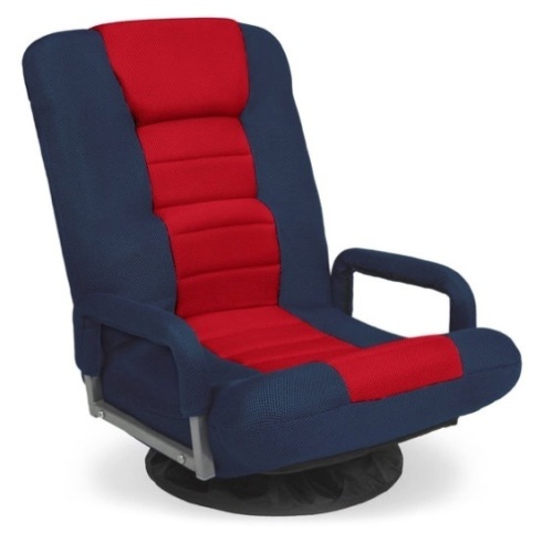Gaming Floor Chair w/ 360-Degree Swivel, Armrest, Adjustable Backrest, Blue/Red - Lot 112