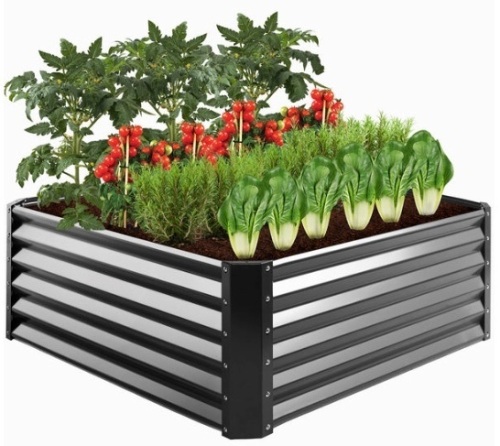 Outdoor Metal Raised Garden Bed for Vegetables, Flowers, Herbs - 4x4x1.5ft - Lot 120
