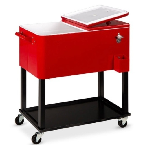 Portable Rolling Cooler Cart w/ Bottle Opener, Catch Tray - 80qt - Lot 121