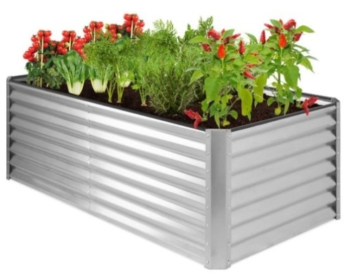Outdoor Metal Raised Garden Bed for Vegetables, Flowers, Herbs - 6x3x2ft, Silver - Lot 128