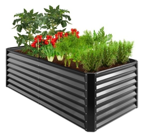 Outdoor Metal Raised Garden Bed for Vegetables, Flowers, Herbs - 6x3x2ft, Gray - Lot 131