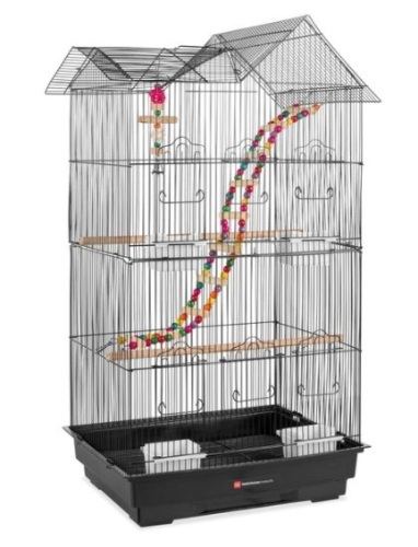 Indoor Outdoor Iron Birdcage w/ Removable Tray, 4 Feeders, 2 Toys - 36in - Lot 161
