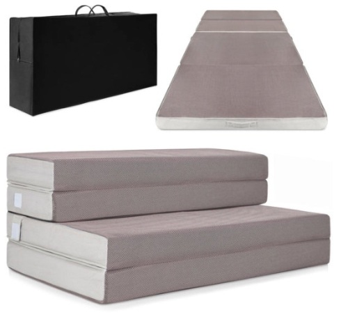 Folding Portable Mattress Topper w/ Plush Foam - 4in, Twin - Lot 183