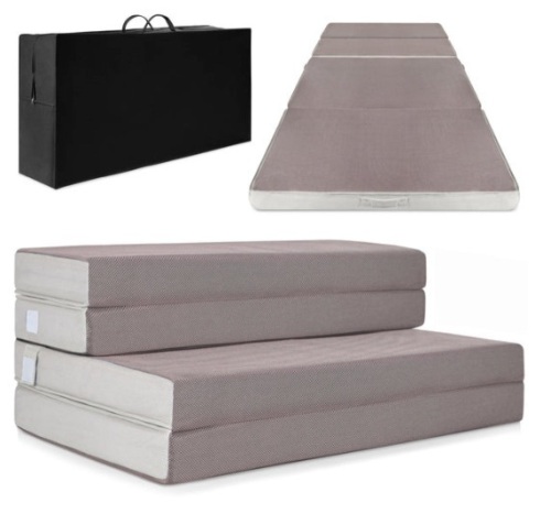 Folding Portable Mattress Topper w/ Plush Foam - 4in, Twin - Lot 185