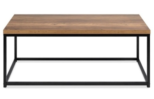 44in Modern Industrial Rectangular Wood Grain Coffee Table w/ Metal Frame, Brown - Lot 206