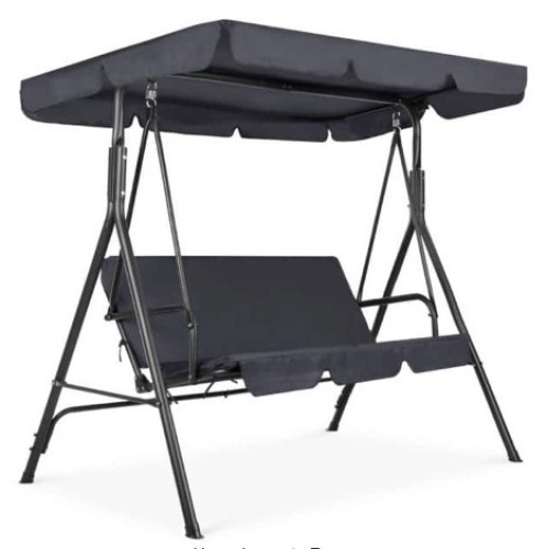 2-Person Metal Patio Swing with Gray Cushion - Lot 304
