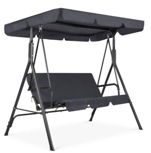 2-Person Metal Patio Swing with Gray Cushion - Lot 312
