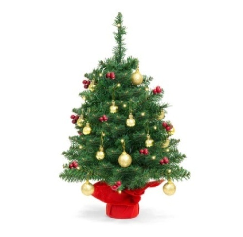 22in Tabletop Christmas Tree w/ Lights, Berries, Ornaments - Lot 319