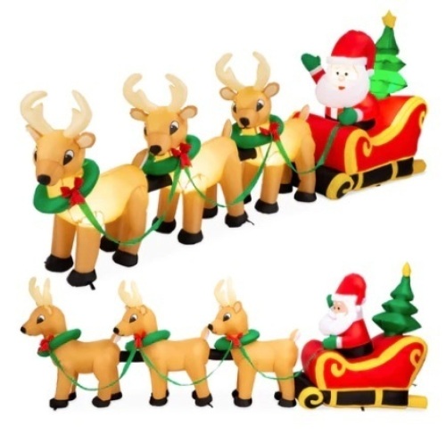 Lighted Inflatable Santa Claus & Reindeer Christmas Decoration 9ft - Lot 322