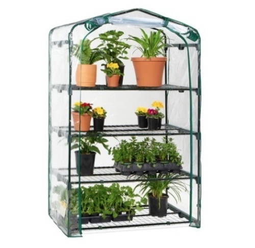 4-Tier Mini Portable Indoor Outdoor Greenhouse w/ Steel Shelves, 40in - Lot 325
