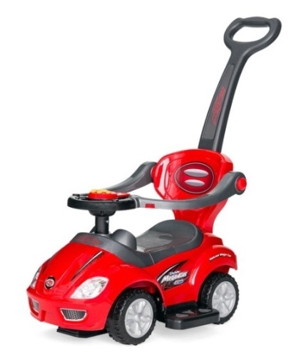 3-in-1 Kids Push Car w/ Handle and Horn, Red - Lot 211