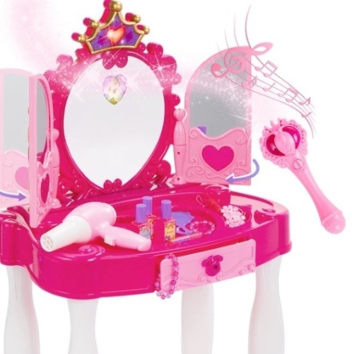 Kids Princess Vanity Mirror w/ AUX Cable, Wand, Hairdryer, Accessories - Lot 218