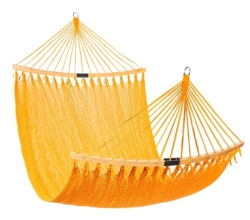 2-Person Woven Polyester Hammock w/ Curved Bamboo Spreader Bar, Carry Bag, Tangerine - Lot 225