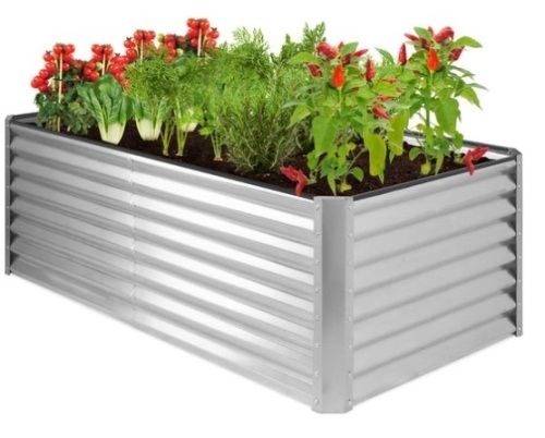 Outdoor Metal Raised Garden Bed for Vegetables, Flowers, Herbs - 6x3x2ft, Silver - Lot 237