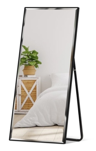 Full Length Mirror, Wall Hanging & Leaning Floor Mirror - 65x22in, Black - Lot 240