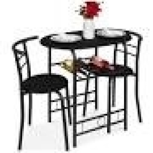 BCP. SKY. 5875 : Best Choice products  3 - piece Wood Dining  Room Round Table And Chairs W / Steel Frame  - Lot 70
