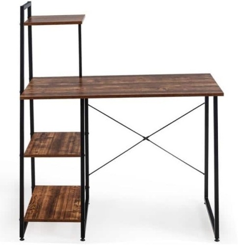 38.5 in. Brown Computer Desk Study Writing Desk Workstation with Bookshelf - Lot 253