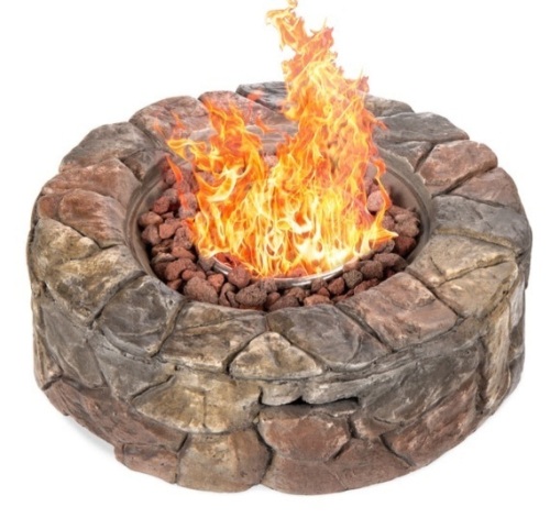 Stone Gas Fire Pit w/ 30,000 BTU, Ignition Button, Control Knob - 27.6in - Lot 259