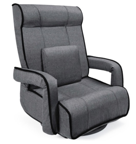 Oversized Swivel Gaming Floor Chair w/ Armrest, Adjustable Backrest, Dark Gray - Lot 271