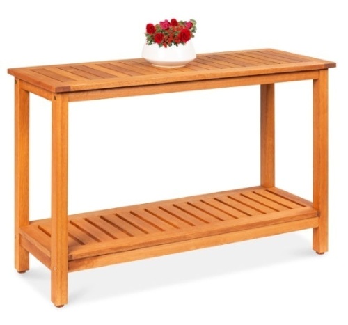 2-Shelf Wooden Console Table Storage Organizer w/ Natural Finish - 48in - Lot 275