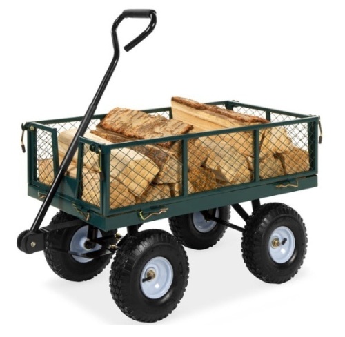 Steel Garden Utility Cart Wagon w/ 400lb Capacity, Removable Sides, Handle, Green - Lot 278