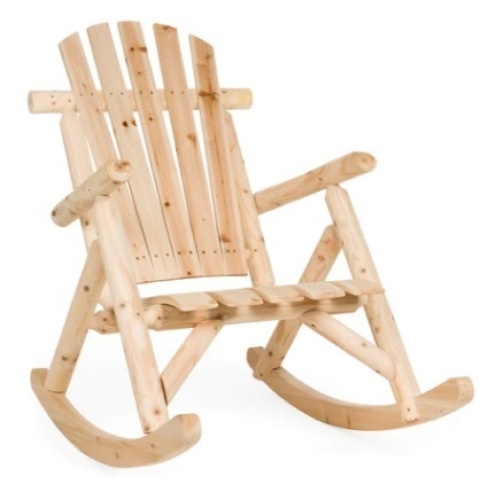 Rocking Wood Adirondack Chair Accent Furniture w/ Natural Finish - Lot 359