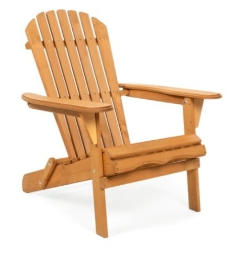Folding Wooden Adirondack Chair Accent Furniture w/ Natural Finish, Brown - Lot 368