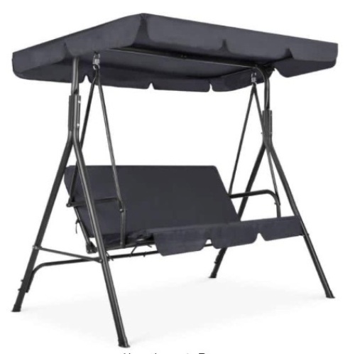 2-Person Metal Patio Swing with Gray Cushion - Lot 375