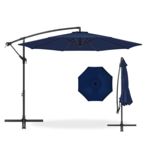 Offset Hanging Patio Umbrella, 10ft, Navy  - Lot 379