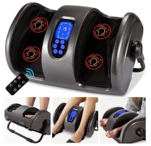 Reflexology Shiatsu Foot Massager w/ High-Intensity Rollers, Remote Control, Gray - Lot 389