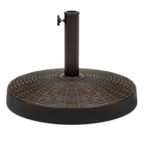 55lb Round Wicker Style Patio Umbrella Stand w/ Blackened Bronze Finish - Lot 398