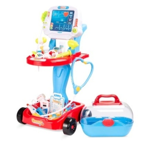 Play Doctor Kit for Kids with 17 Accessories, Mobile Cart - Lot 399