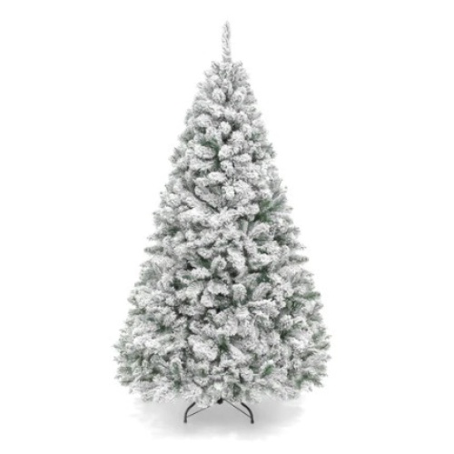 7.5ft Premium Snow Flocked Artificial Pine Christmas Tree w/ Foldable Metal Base - Lot 603