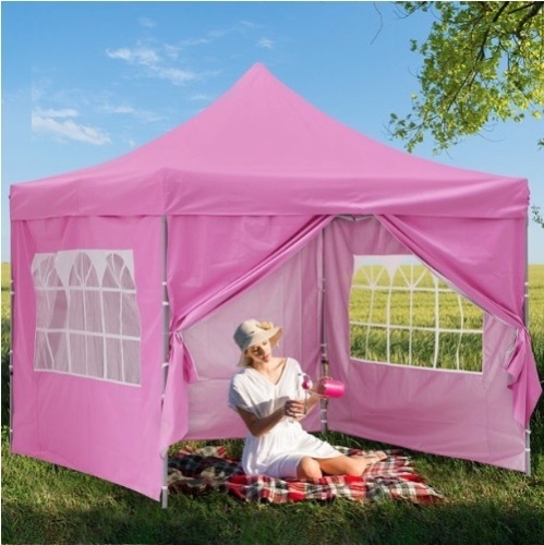 Ainfox 10' x 10' Pink Pop-up, Enclosed & Instant Outdoor Canopy - Lot 604