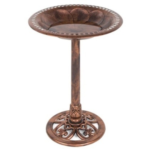 Vintage Outdoor Garden Bird Bath w/ Fleur-de-Lis Accents, Copper - Lot 609